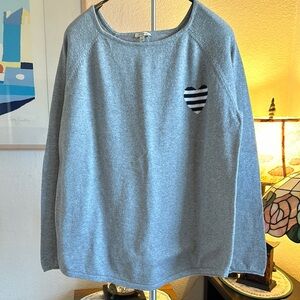 Project 100% Cotton Gray Sweater with Heart Patch L